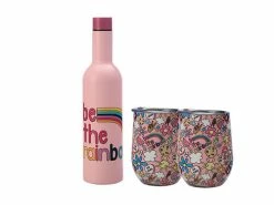Cheap ⌛ Kasey Rainbow Be Kind Double Wall Insulated Wine Set 3pc Rainbow Gift Boxed ❤️