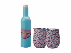 Promo π Kasey Rainbow Double Wall Insulated Wine Set 3pc Be Kind Gift Boxed β
